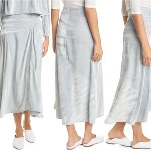 NWT VINCE Velvet Ruched Asymmetric Skirt in Pale Sea Glass